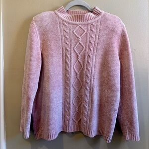 Alfred Dunner Blush petal pink Cable Knit  chenille valentines Sweater small med